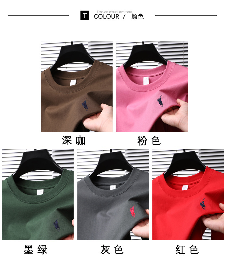 跨境纯棉绣花短袖男士t恤2025夏季新款休闲透气圆领半袖薄款体恤详情9