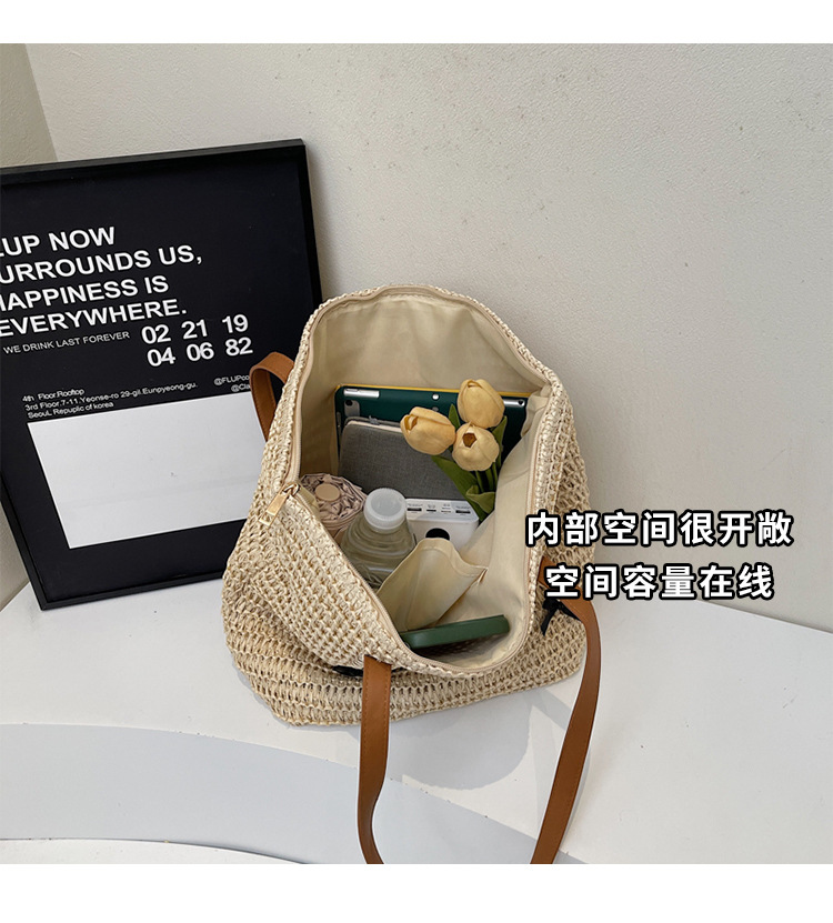 跨境草编包蝴蝶结编织包包女新款潮时尚度假风草编包复古大容量托特包沙滩包手工草编包详情7