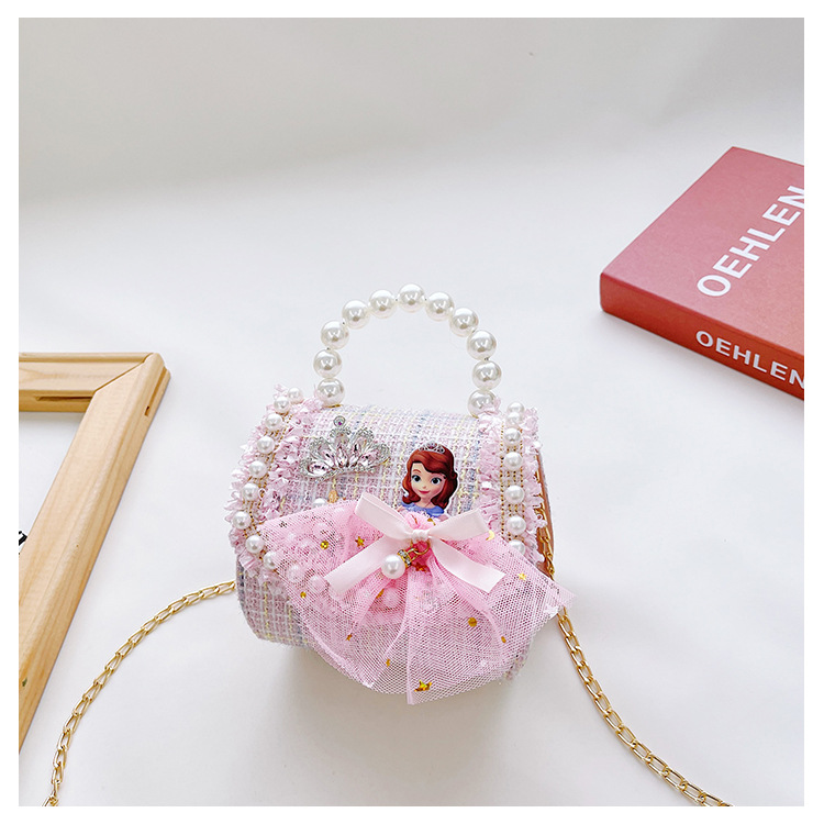 حقيبة جديدة من حقائب الأطفال، تحمل مائلة، حقيبة يد الفتاة اللؤلؤة الجميلة pic 42