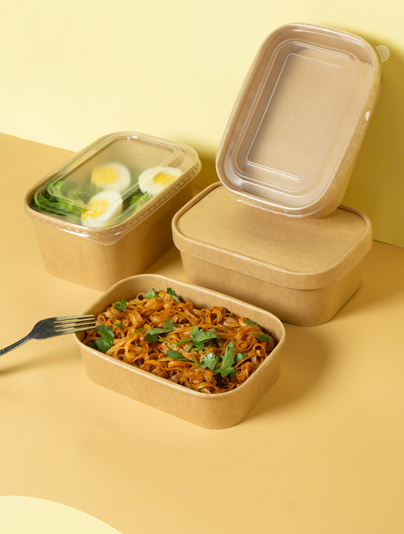 一次性牛皮纸餐盒外卖打包便当盒食品级轻食沙拉水果盒春游野餐盒详情3