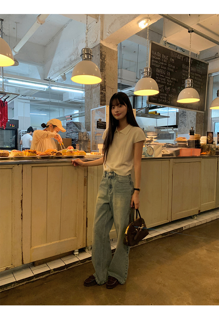 衣夫Fu蓝色直筒牛仔裤女2025春季新款显瘦宽松阔腿百搭长裤23078详情8