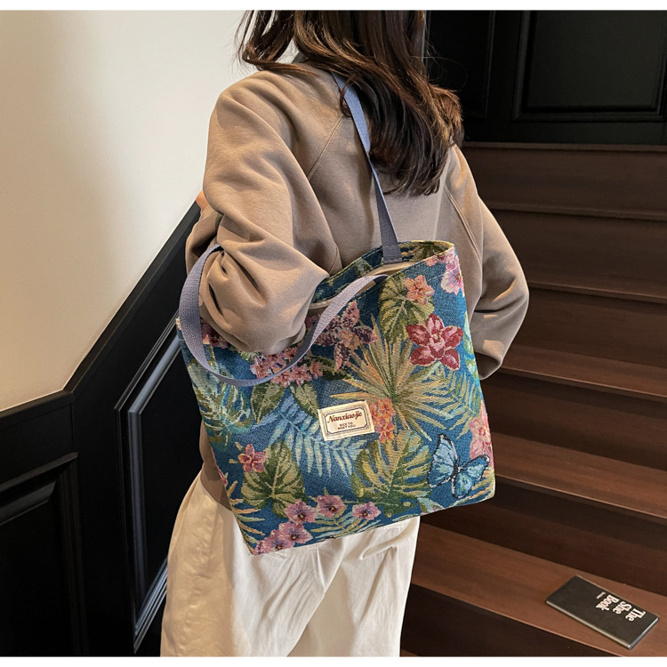 大容量国潮风帆布包包女2025新款通勤托特包女ins大学生上课单肩包详情22