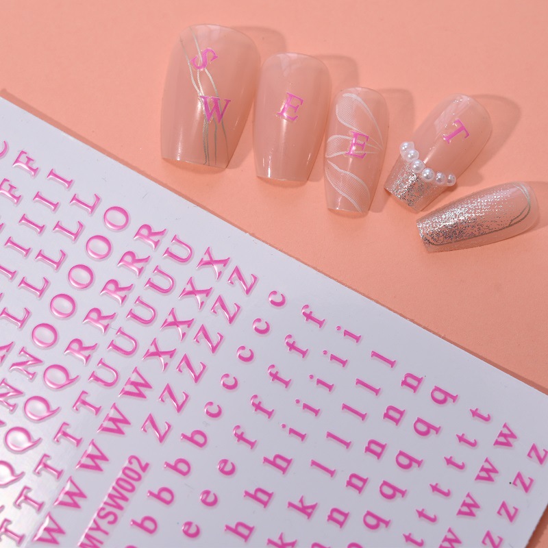 Overseas best-selling 12-color letter nail stickers, English letter upper and lower case fluorescent nail stickers, DIY nail decoration pic 5