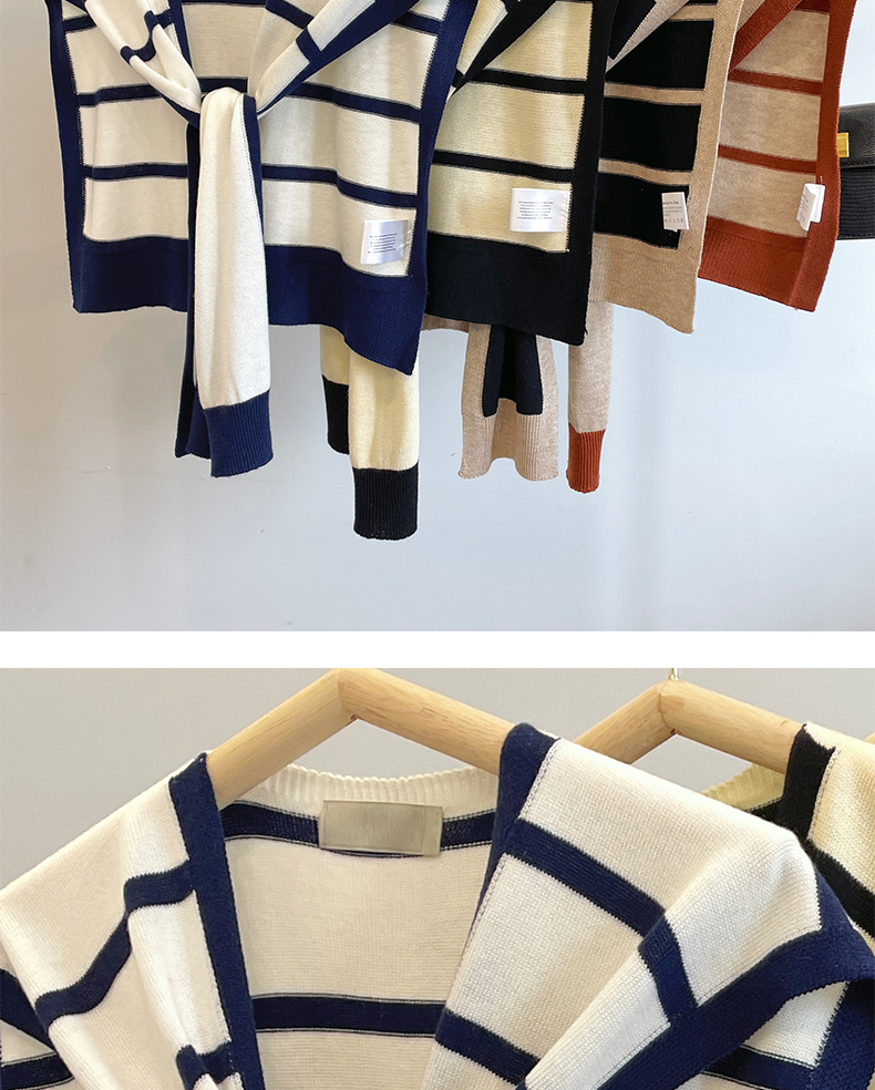 披肩外搭女2024新款春秋薄款空调房搭肩针织条纹衬衫百搭夏季护颈详情10