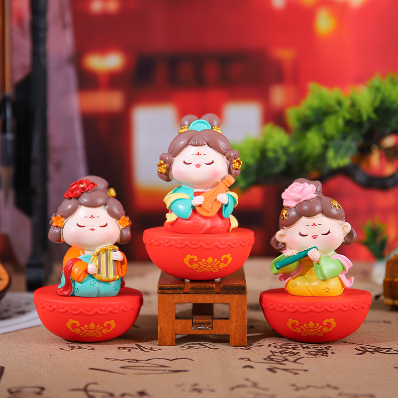 新款古风潮玩梦回大唐不倒翁盲盒国潮娃娃桌面喜庆摆件装饰节庆批国潮详情40