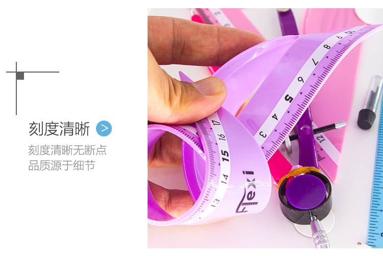 Мягкая линейка макарон PVC постоянно гибкая, 20cm30cm студента линейки линейки pic 6