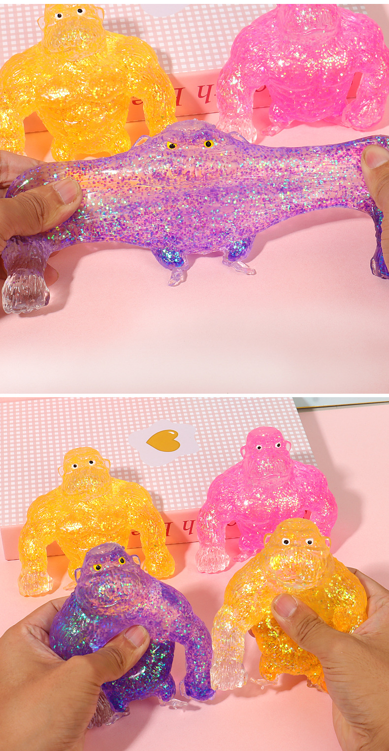 New pectin gold powder stress-relieving Gorilla Cross-border foreign trade sand stretching two-color gorilla Stress-relieving and venting toy pic 13