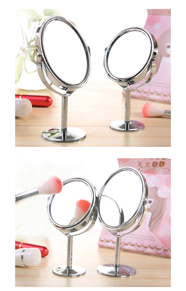 高清双面台式化妆镜不锈钢放大镜梳妆镜 小镜子办公室寝室桌旋转详情2