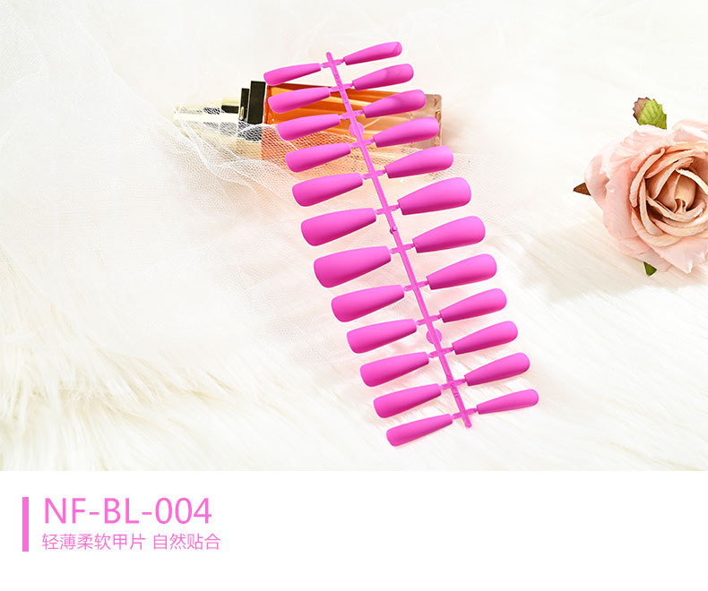 European and American mid-length solid color matte extra-long ballet nail trapezoidal matte wearable nail sheet false nails pic 4