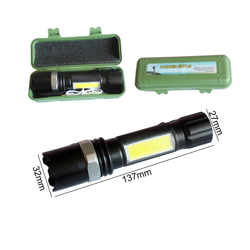 The new usb charging Android interface, powerful flashlight with zoom, built-in lithium battery, logo, side light and flashlight from Hunter Tiger pic 3