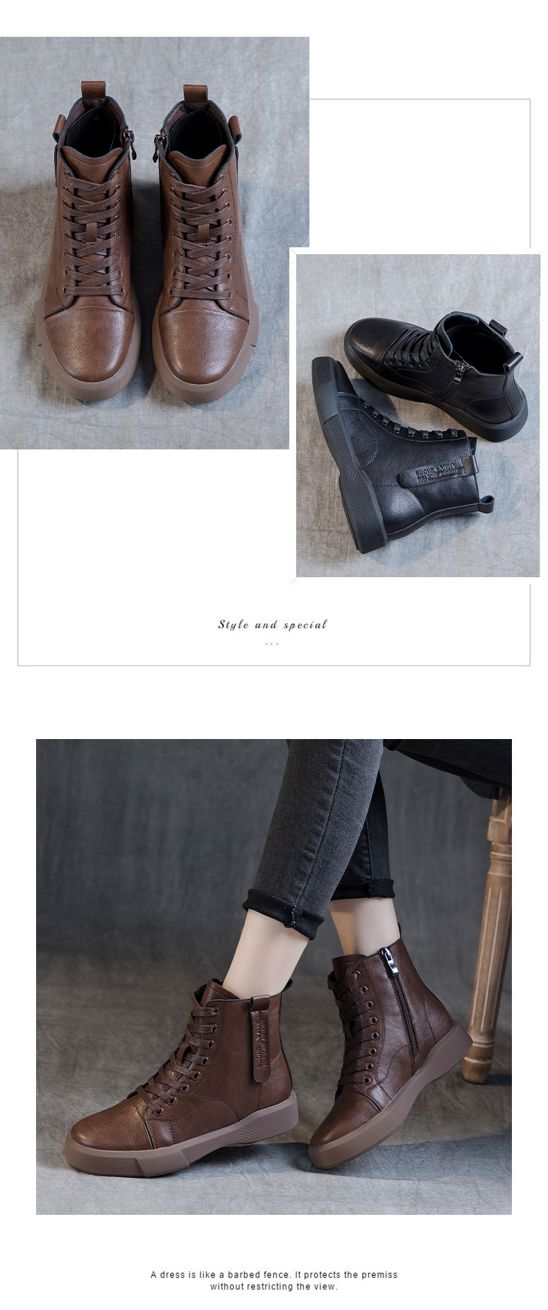 百搭秋冬马丁靴女厚底真皮加绒短靴子黑色瘦瘦骑士靴2025新款女鞋详情22