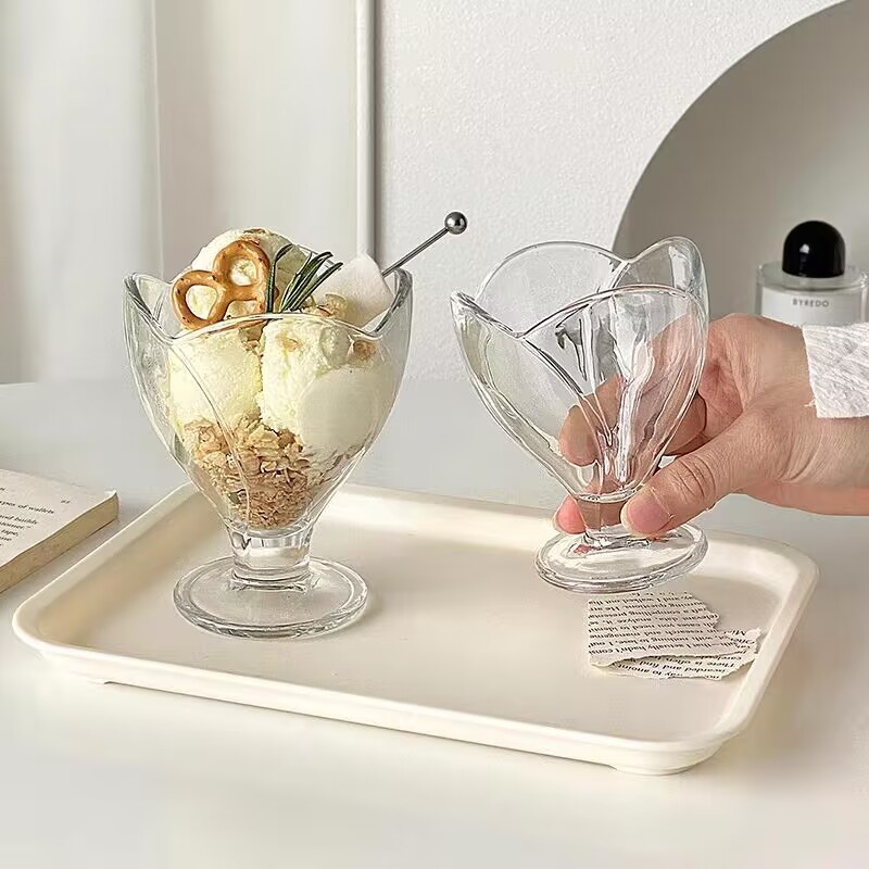 Wholesale InS-style glass lotus ice cream cups, dessert yogurt glass cups, fruit smoothies, fruit cups and cake cups pic 12