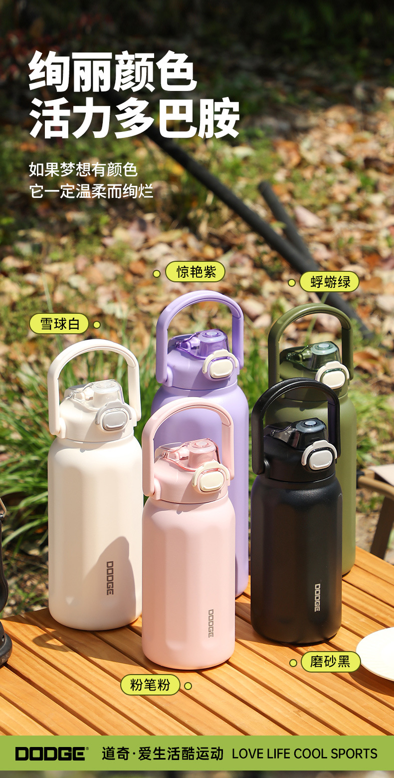 道奇罗马简约个性运动保温水壶双饮便携随手水杯带提手大容量吸管保温杯详情3