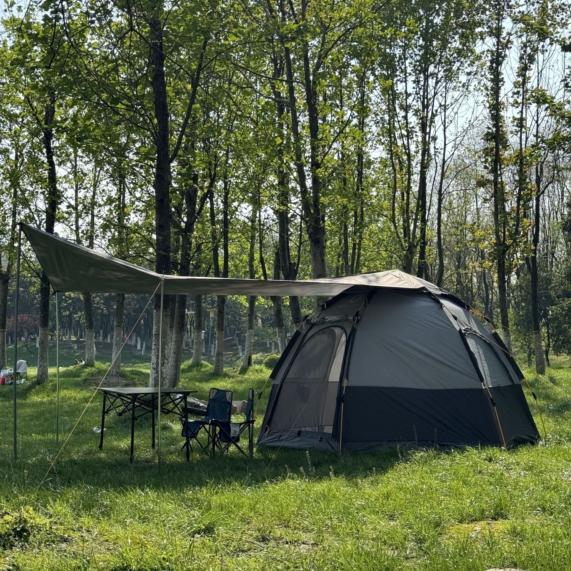 Outdoor sunshade, camping full set of equipment, sky tent, silver-coated sun-protective fabric, camping, multi-functional hexagonal tent pic 14