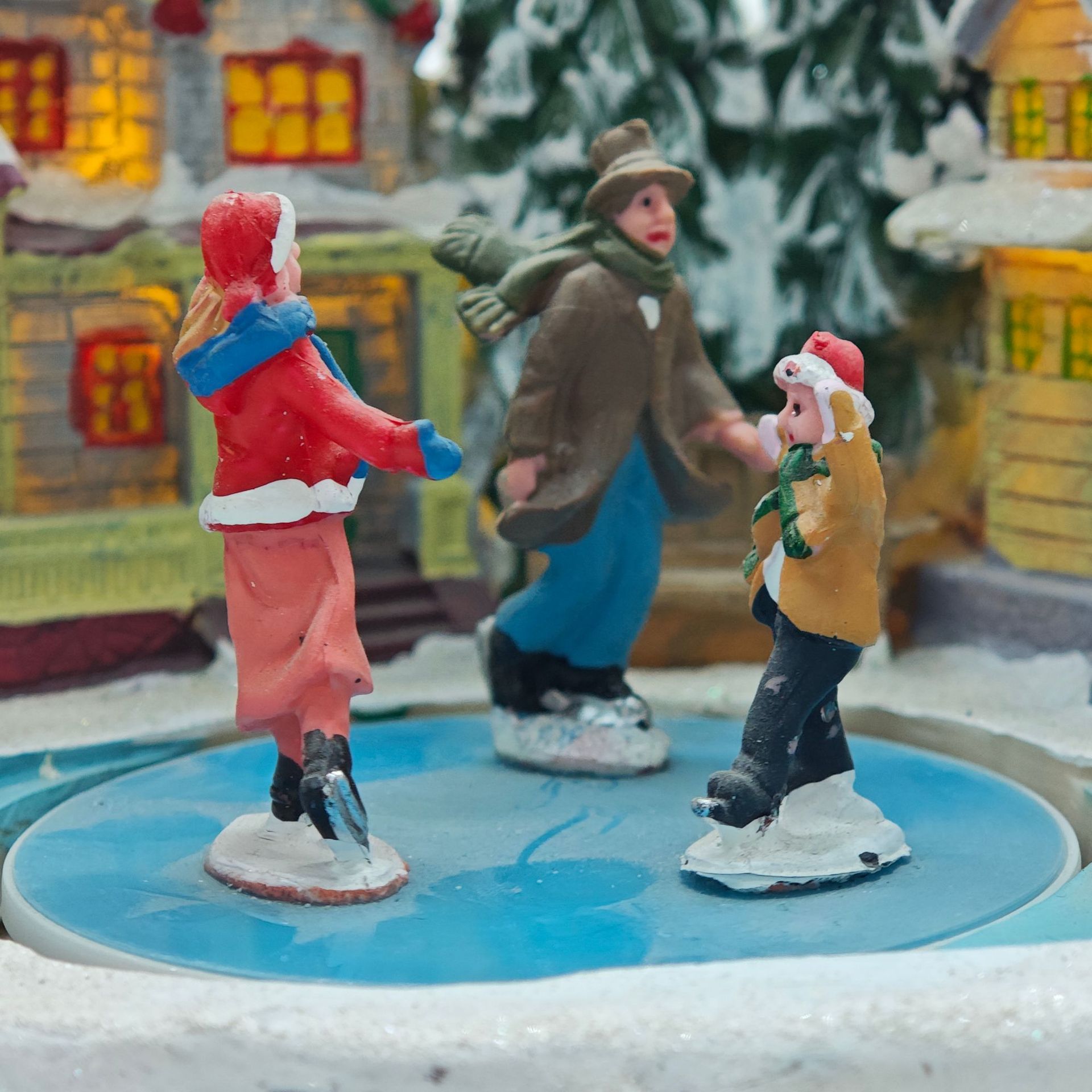 Cross-border Christmas gifts, glowing music, house ornaments, Christmas trees, skating scenes, Santa Claus, flying deer decorations pic 3