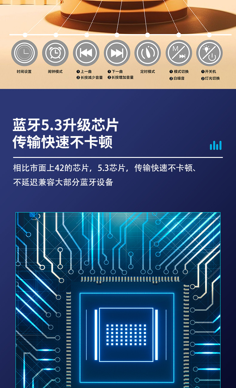 559 bluetooth стерео 15W беспроводная сигнализация RGB вибрационная лампа с белым шумом на рабочем месте через границу pic 14