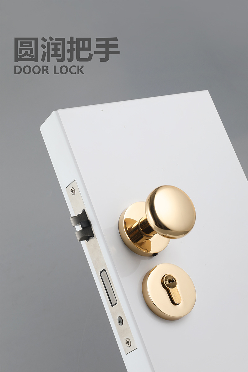 Round golden spherical door lock, black bedroom, American light luxury duck egg-shaped door handle door, Nordic style 58 72 pic 2