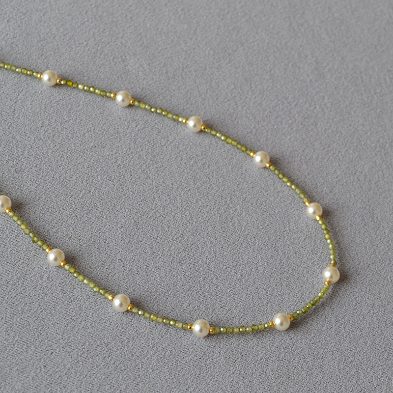 日韩小众设计闪亮彩色锆石满天星珍珠清新甜美高级感项链锁骨链女详情9