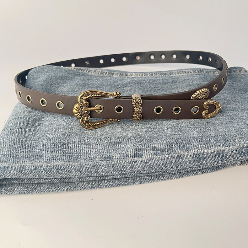 跨境欧美风铆钉复古雕刻镂空针扣女士腰带配休闲裤牛仔裤百搭装饰详情3