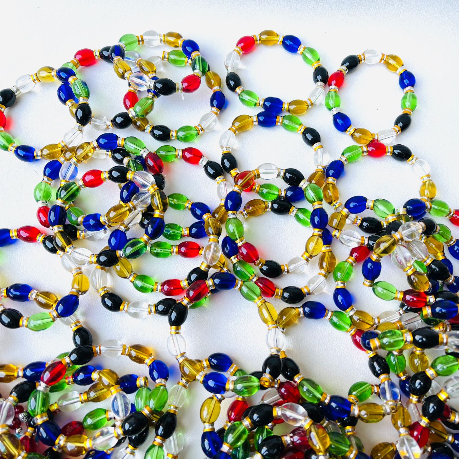 【1-8区】10x13厘（彩色小金圈）手链 50/捆10x13厘彩色小金圈手链饰品仿玉珠椭圆形手串彩色手链1-2元货源详情5