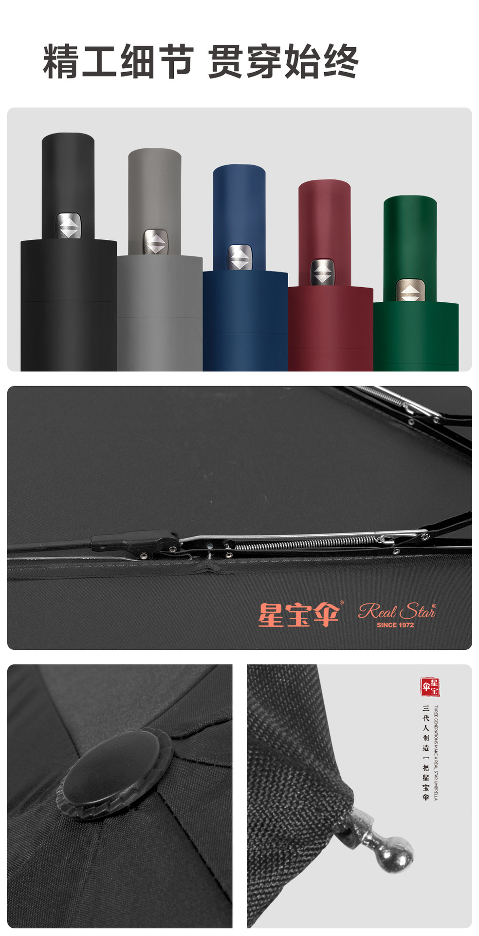 【外贸】新款三折自开收碰击布雨伞55cm21吋8K自动雨伞 umbrella详情11