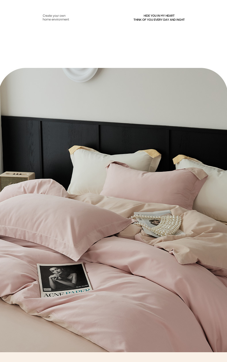 Simple 100s Xinjiang long-staple cotton brushed four-piece set for autumn and winter, all-cotton super soft thickened warm bedding pic 3