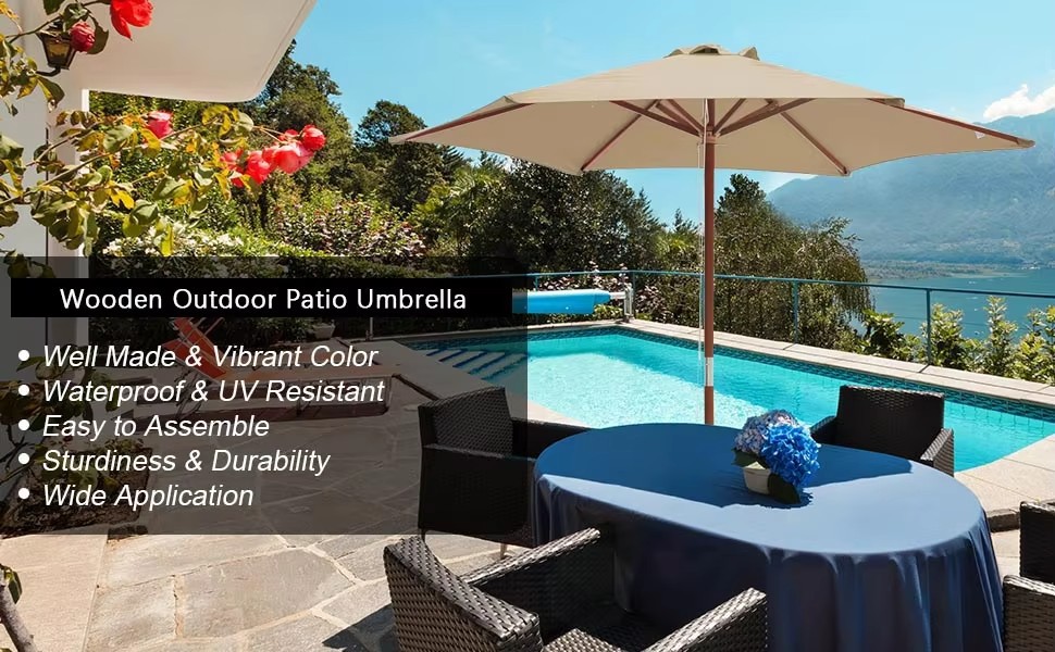 跨境户外海边沙滩伞遮阳庭院别墅露台伞室外太阳伞大号木杆中柱伞详情5