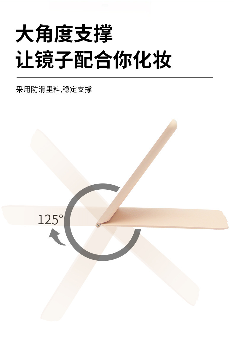 新款led化妆镜 美妆礼品镜子家用带灯便携折叠桌面平板化妆镜LED详情15