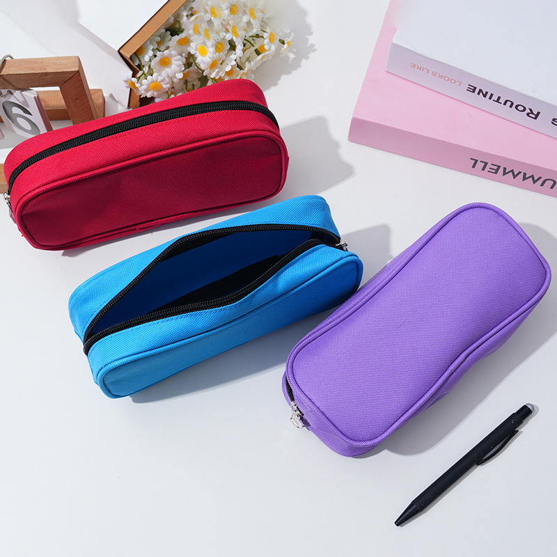 Factory direct sales of new simple and ins style solid color, small and convenient, large capacity, student storage stationery box and pen case pic 3