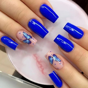 Wearable nail art pieces, artificial nail products, detachable, simple lemon ice transparent, popular online style Douyin nail art hair replacement pic 14