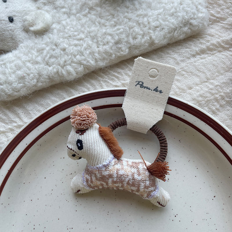 新款韩版秋冬布艺手作小马系发夹儿童侧边碎发刘海夹弹力马尾发圈详情6