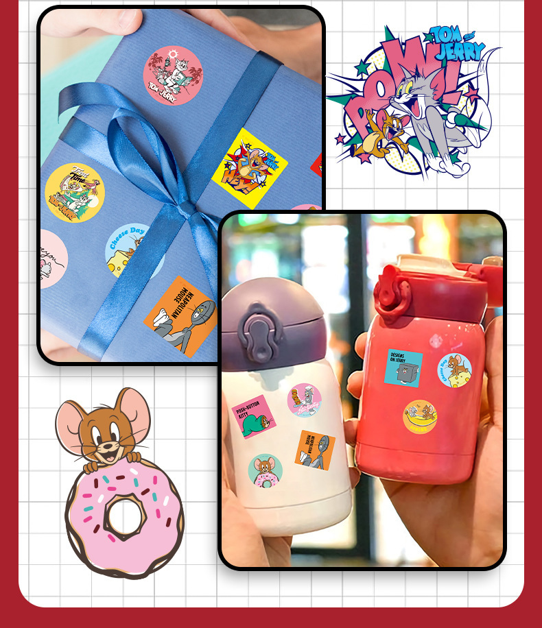 正版猫和老鼠卷卷贴儿童可爱卡通抽拉贴画ins风装饰手账贴纸300枚详情10