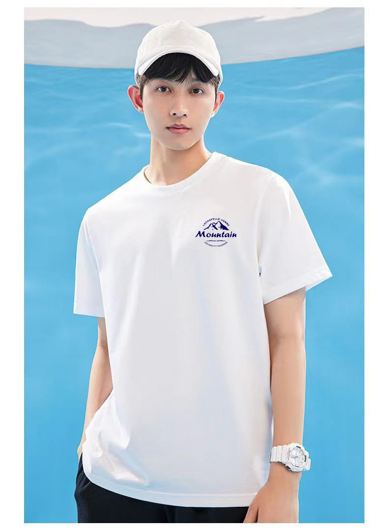 冰丝凉感短袖男宽松学生黑白半袖体恤夏季潮流圆领T恤百搭打底衫详情17