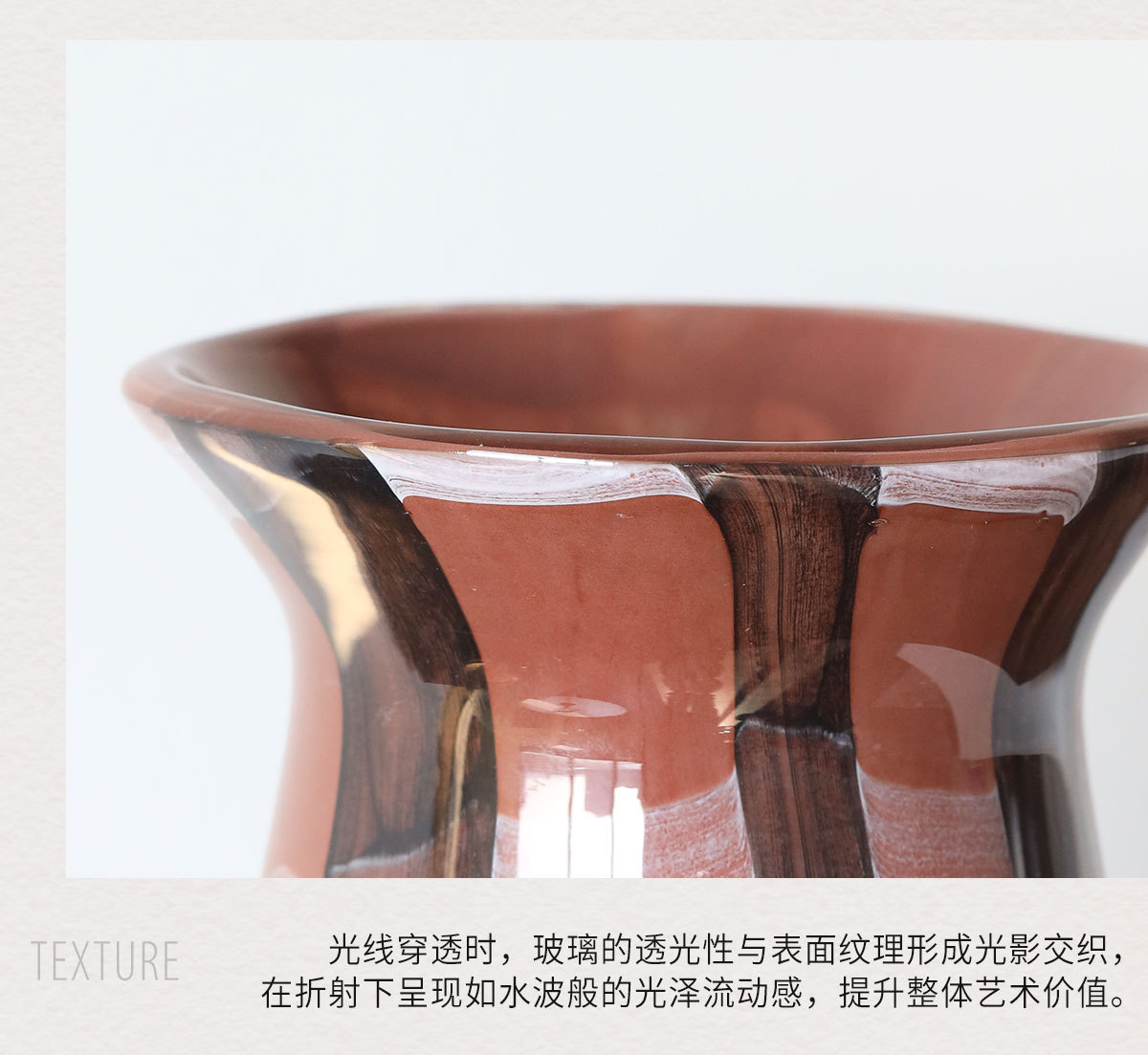 高级感条纹玻璃花瓶中古风客厅摆件玄关餐桌简约艺术插花器皿详情8