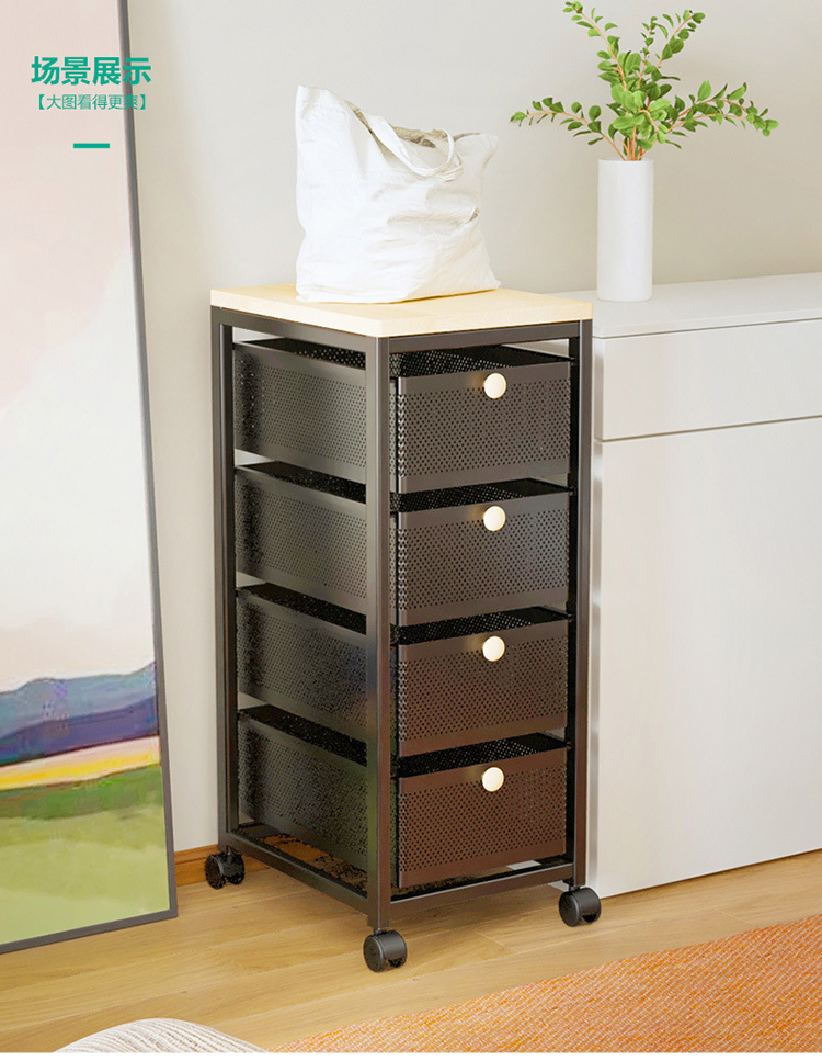 批发抽屉式收纳架多层厨房落地置物柜带门置物架橱柜碗碟储物柜详情3