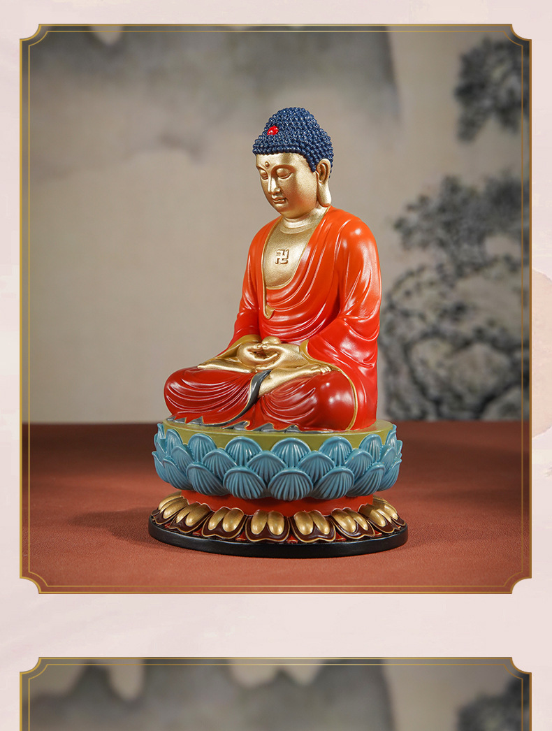 厂家直销铜摆件《娑婆三圣之释迦牟尼》桌面客厅家居装饰家用供奉详情4