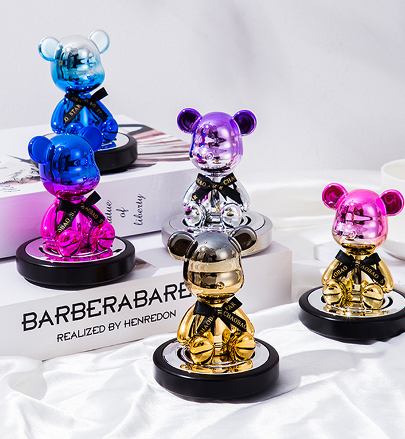 Diamond-encrusted electroplated shaking bear car perfume ornament, diamond-encrusted violent bear car solid aroma diffuser interior decoration pic 21