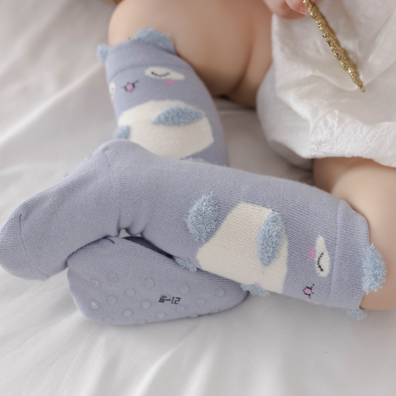 4双装婴儿长筒袜子春秋薄款宝宝地板袜儿童室内学步防滑袜子详情5