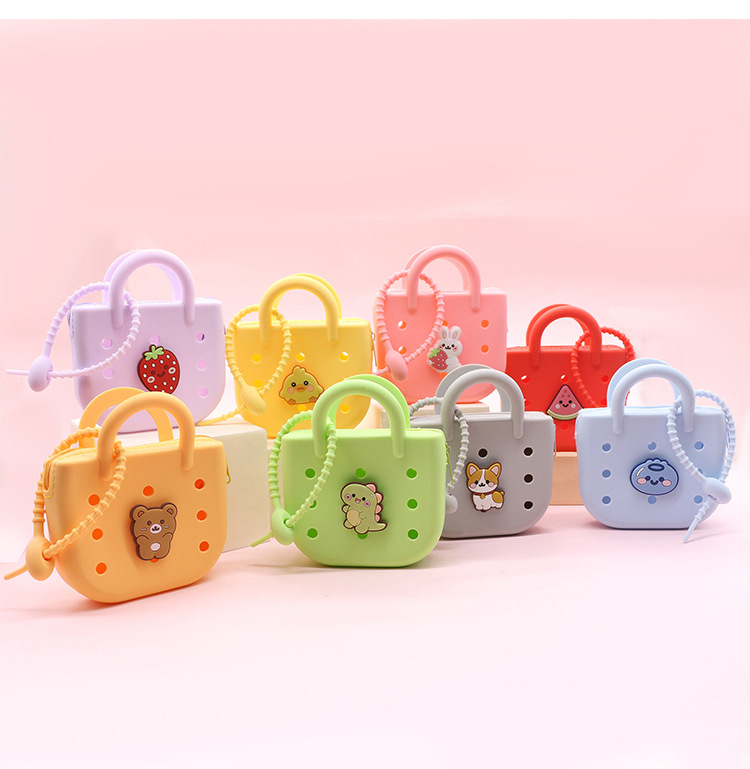 Best-selling hand-held silicone coin purse, cute beach bag, lightweight and compact new cartoon diy hole storage case pic 18