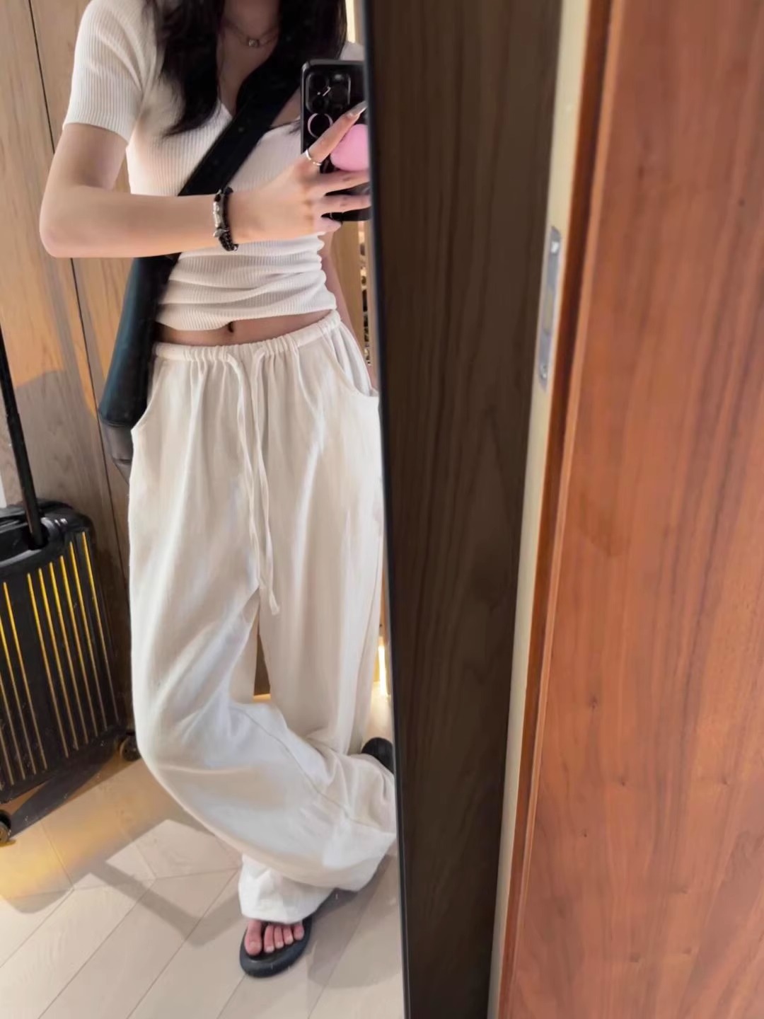 亚麻阔腿裤女夏薄款高腰垂感宽松显瘦拖地休闲裤窄版冰丝直筒长裤详情4