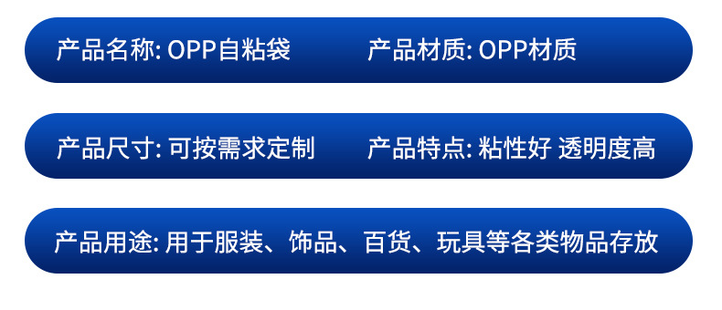 opp袋子批发透明包装袋服装自封袋饰品明信片自黏袋OPP塑料自粘袋详情9