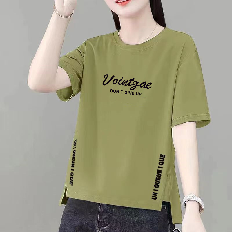 100%纯棉短款短袖t恤女夏季2024年新款时尚宽松小衫上衣体恤夏装详情12