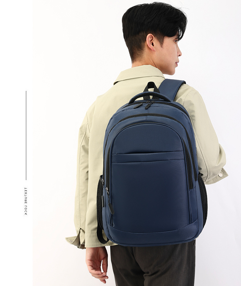 商务背包男批发公司礼品包学生电脑书包纯色简约日常通勤双肩包详情17