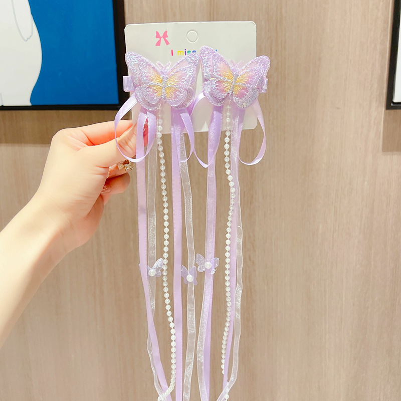 韩版小清新女童发夹双层刺绣蝴蝶结鸭嘴夹宝宝发卡少女古风对夹详情30