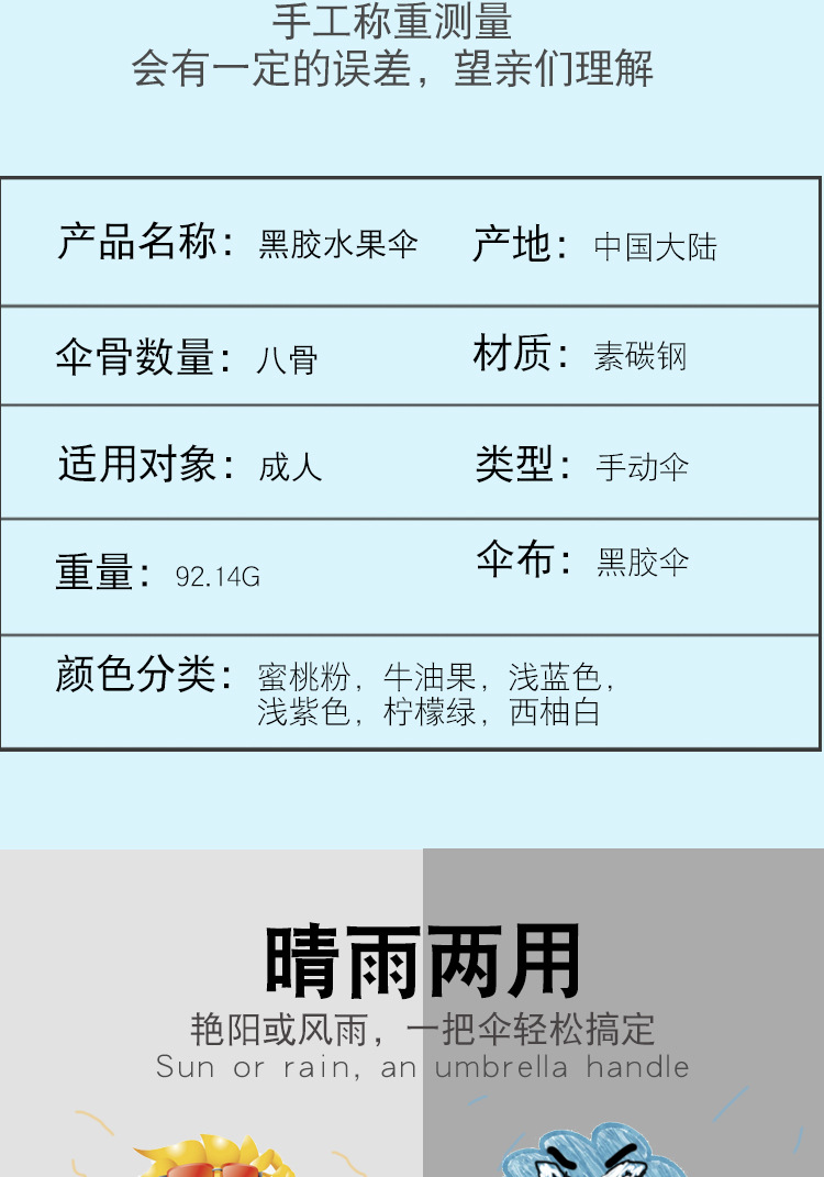 Three-fold black vinyl sun protection and UV protection, fruit Daisy UV bear umbrella, female couple umbrella, sunshade pic 6