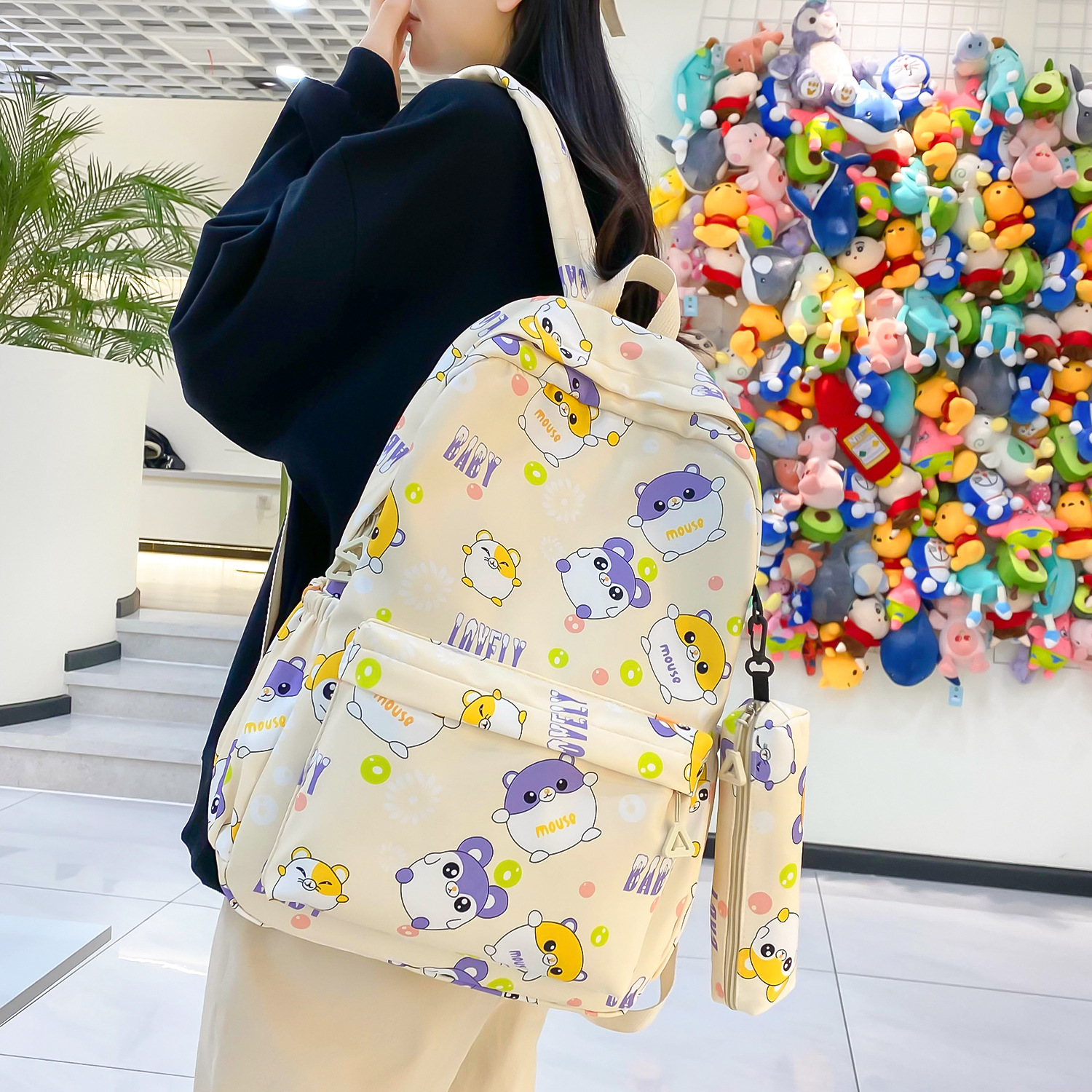 Wholesale escuela primaria primaria y secundaria estudiantes impresos espalda doble bolsa de las mujeres bolsa de la pluma de los hombres bolsa de manga color sólido bolsa de la escuela de gran capacidad pic 42