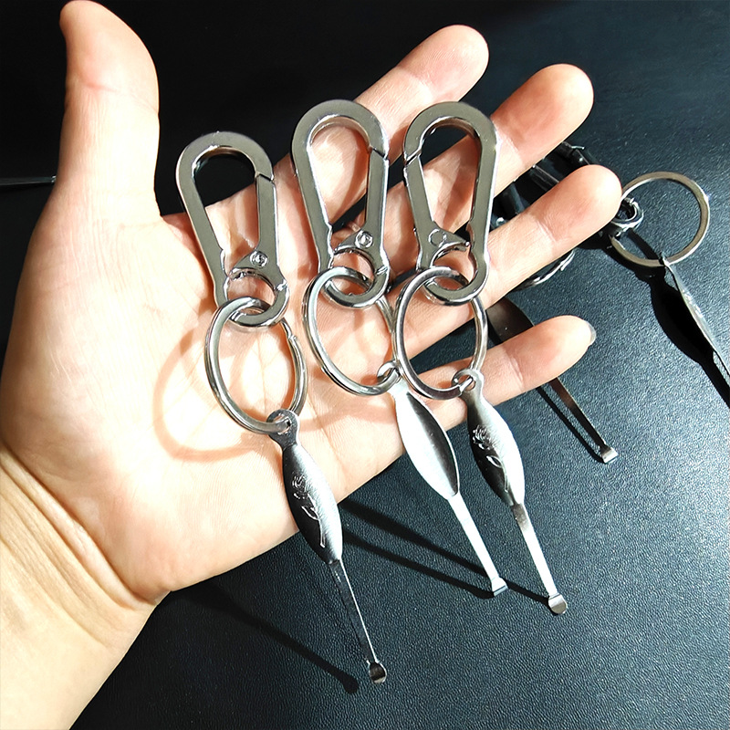 【门口】601耳勺钥匙扣 10个/卡 100/盒 120601耳勺钥匙扣新款男女用便携锌合金材质钥匙圈钥匙环耳勺2元货源详情2