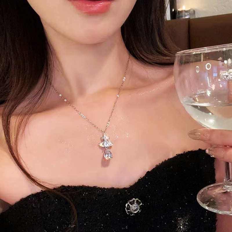 Versa Vivien土星项链 西太后人鱼眼泪满钻吊坠项链 女款锁骨链详情4