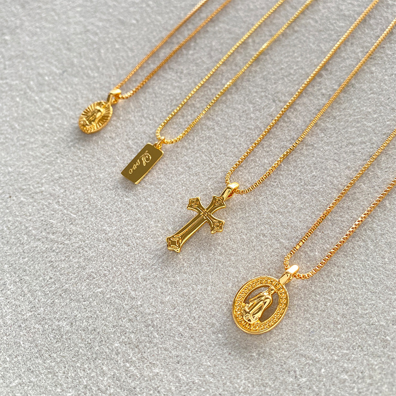 黄铜镀18K真金 欧美小众时尚简约风高级感小众吊坠项链颈项链饰品详情12