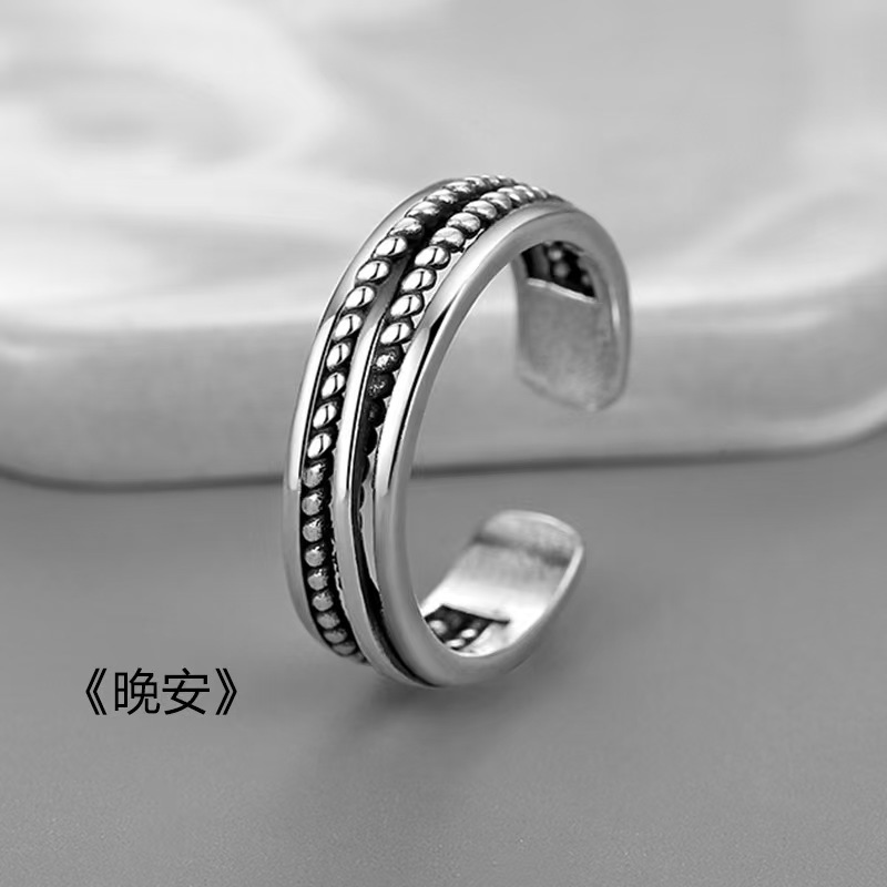 嘻哈食指男士戒指单身戒复古百搭开口指环ins风潮戒指男可调节详情20